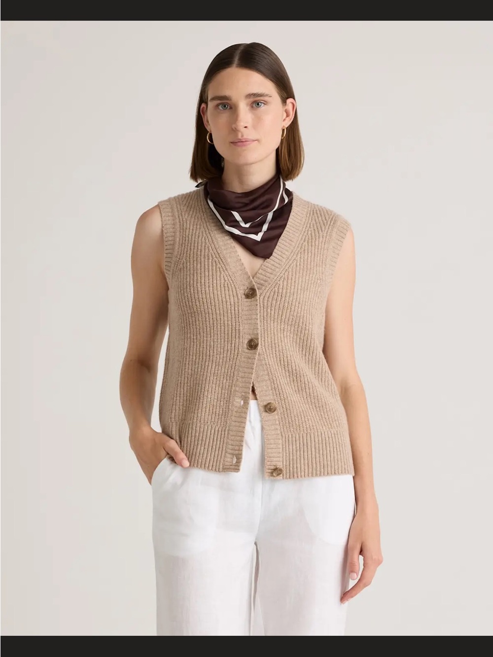 Quince Mongolian Cashmere Fisherman Sweater Vest